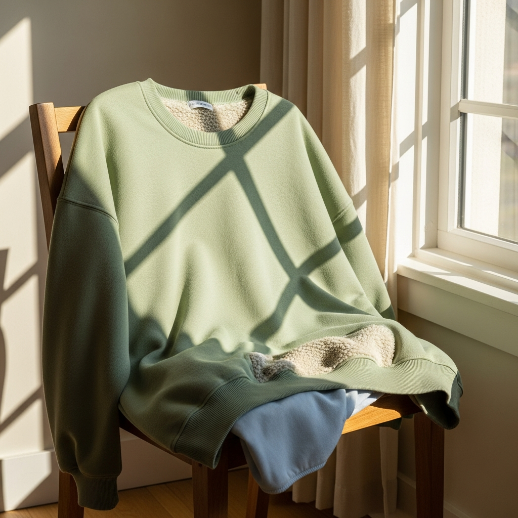 Sherpa lined sweatshirt in sage green