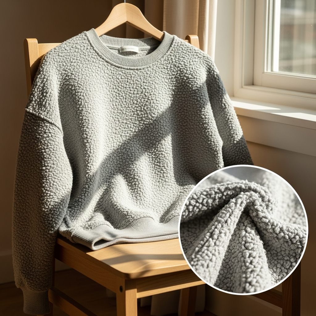 Boucle sweatshirt in soft grey