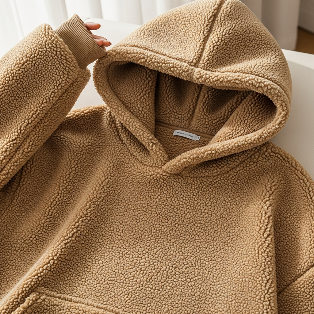 Sherpa hoodie in warm sand